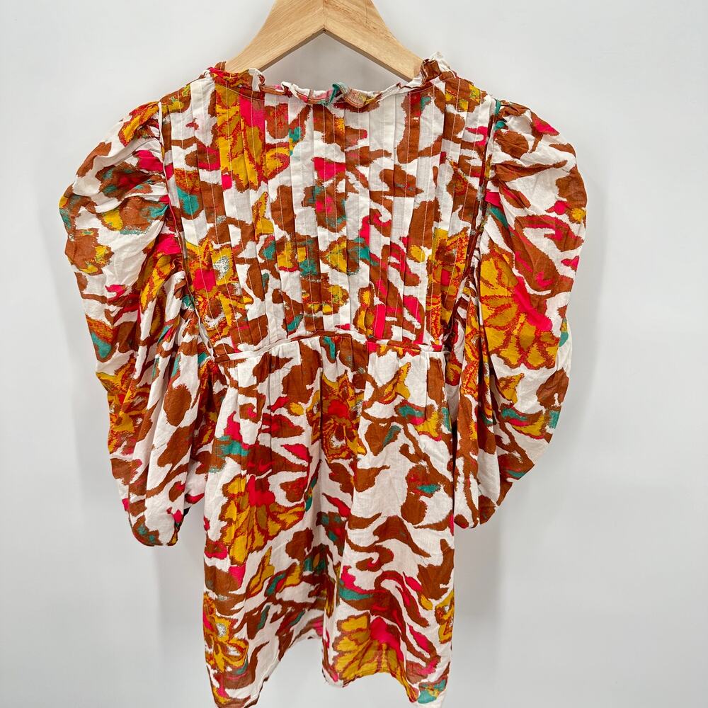 CLEOBELLA NWT Evereve Zola Puff Sleeve Organic Cotton Floral Blouse // S - Picture 11 of 12